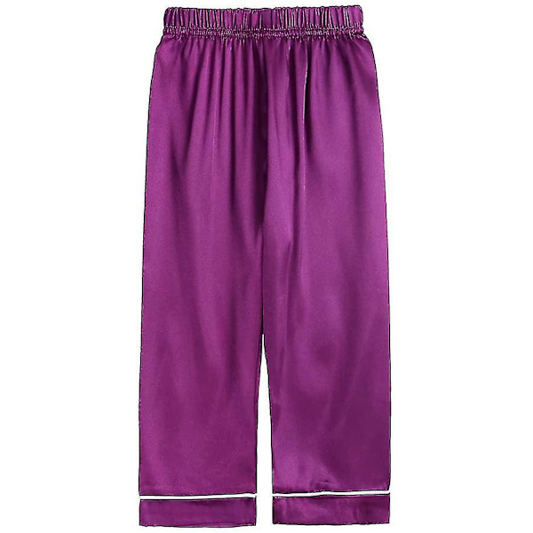 Satin Pyjamas Set för barn: Sovkläder med knappar och shorts Purple Suit for height 140 to 150cm