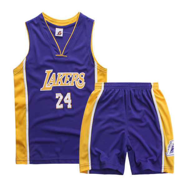Kobe Bryant No.24 Basketball Jersey Sæt Lakers Uniform Til Børn Teenagere W yz Purple M (130-140CM)