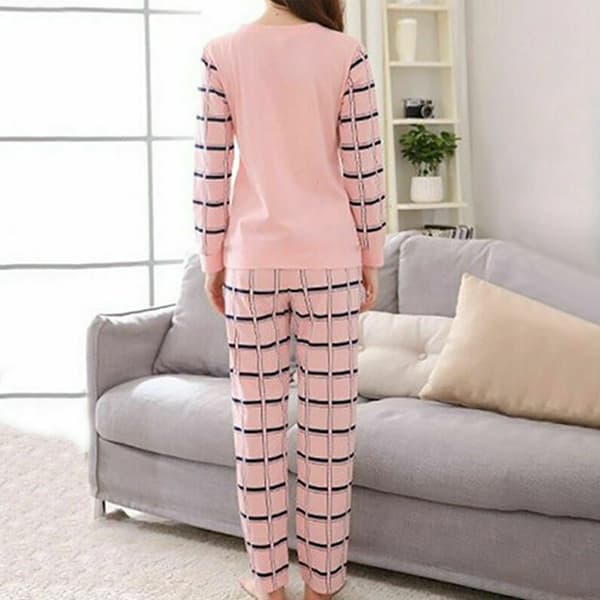 Langarmet pyjamas for kvinner, 2-delt buksesett for kvinner long tail cat M