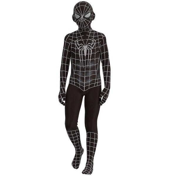 Svart Spiderman Cosplay Kostym Fest Jumpsuit Åtsittande Barnkläder 150cm