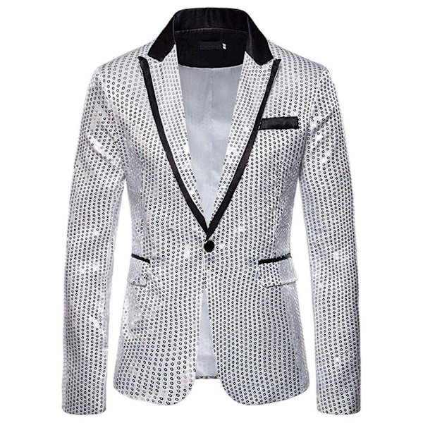 Paljettikavajer Festdräkt Kappa Herr Charm Casual Performance Jacka Kostym Enknappspassform Långärmad kappa Jacka Nattklubbstoppar W SL XL
