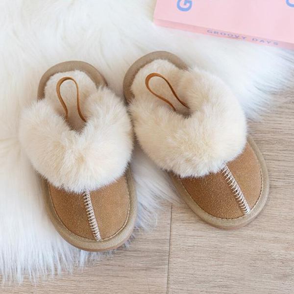 Unisex-lasten plyysillä vuorattu tossu Lämmin tekoturkis tossut W Brun 30