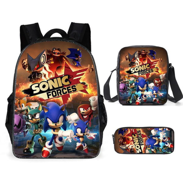 Ny Sonic børneskoletaske animeret 3d-printet rygsæk Sonic børne rygsæk i tre sæt Y #3
