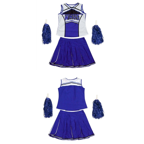 Cheerleader Kostyme Cheerleader Athletic Sport Uniform Fancy Dress Uniform W Blue L