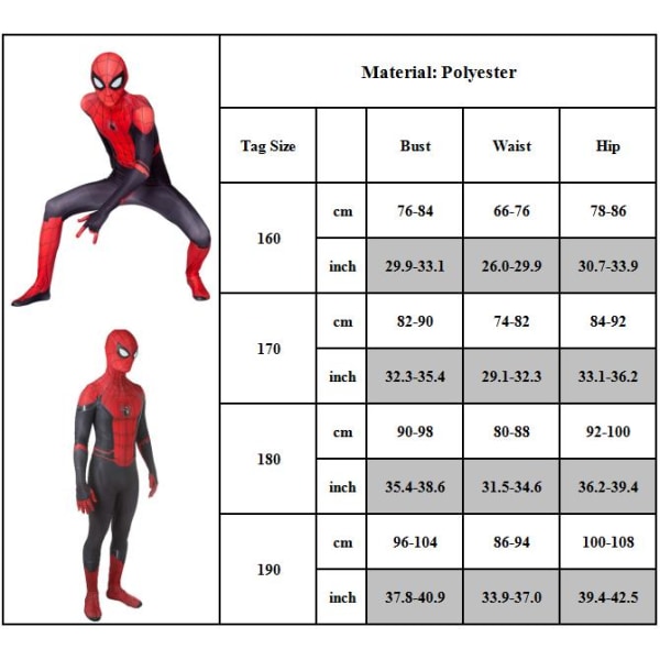 Spider Man Unisex Vuxen Halloween Party Rollspel Jumpsuit Y 170cm