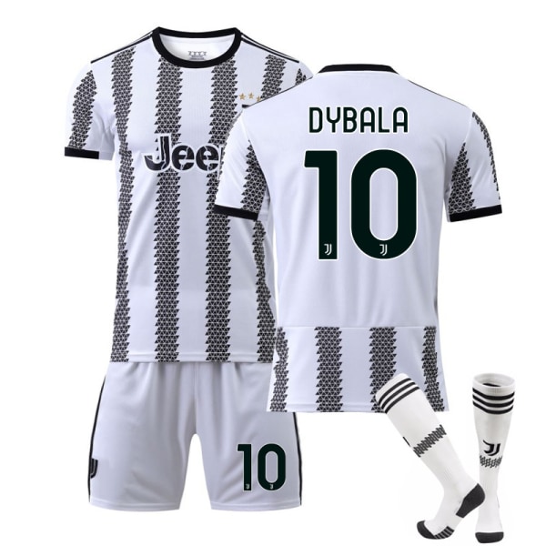 Ny säsong 22-23 Juventus Hemma Barn Vuxna Fotbollströja Kostym W DYBALA 10 20 (110-120cm)