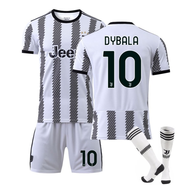 Ny säsong 22-23 Juventus Hemma Barn Vuxna Fotbollströja Kostym W DYBALA 10 28 (150-160cm)