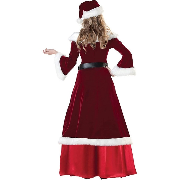 Dame Fancy Dress Julemor V Neck Dress Langermet Retro Luksus Kostyme XL