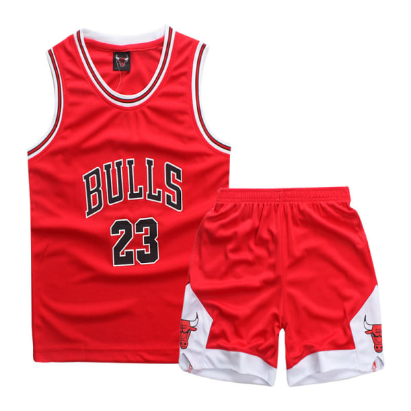 Michael Jordan No.23 Baskettrøje Sæt Bulls Uniform til børn teenagere W Red M (130-140CM)