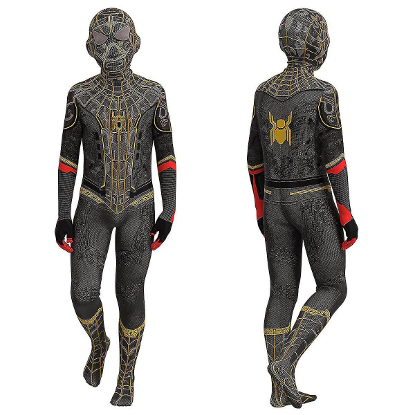 Spider-man Blackgold Costume Cosplay Kostyme Fest Jumpsuit Montert Barneklær Spiderman Ansiktsmaling - 170cm