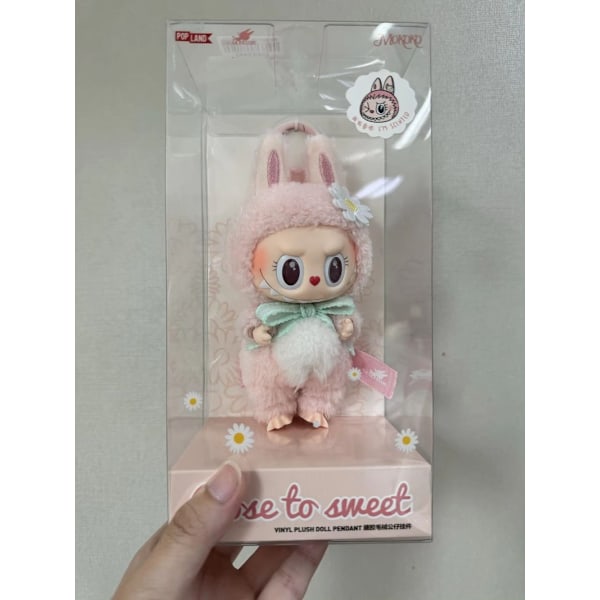 Mokoko 1:a vårblomma Sweetheart Rosa Labubu Vinyldocka Kawaii Ryggsäck Hänge Dekoration Docka Nöjespark Begränsad upplaga