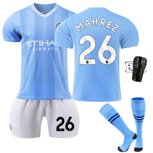 23-24 Manchester City Hjemme Børnefodbolddragter #26 Uniform Sæt Adults S(160-170)