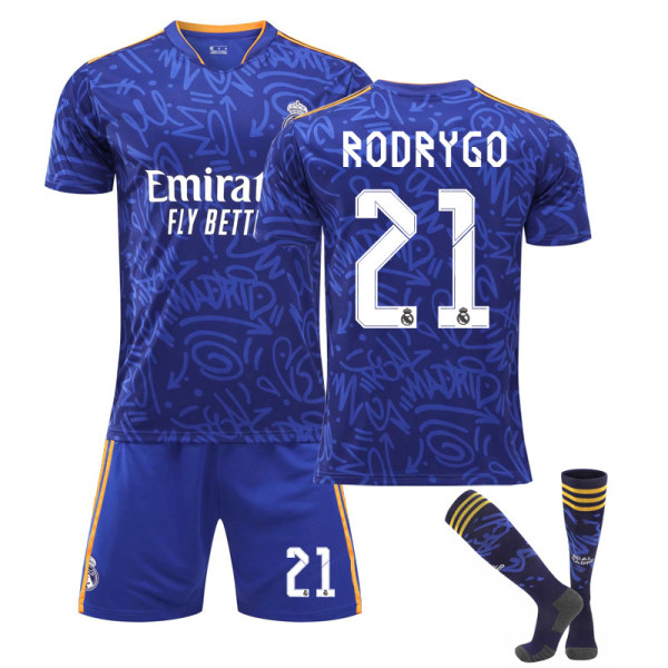 Barn / vuxen 21 22 World Cup Real Madrid fotbollströja på set V7 RODRYGO-21 26#