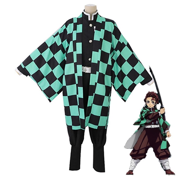 Kids Demon Slayer Animation Cosplay Kostym Outfit Set Kamado Nezuko Kamado Tanjirou 9-10 Years