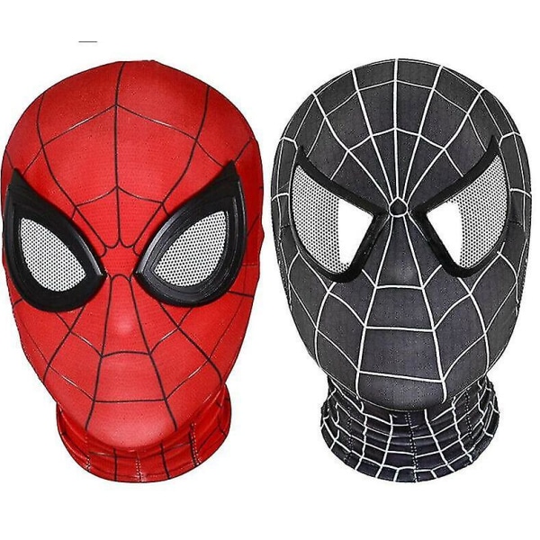 Spiderman kostume tilbehør | Sort/rød Halloween Cosplay Balaclava Hætte | Essential Mask til voksne Spiderman-temafester - 1 stk