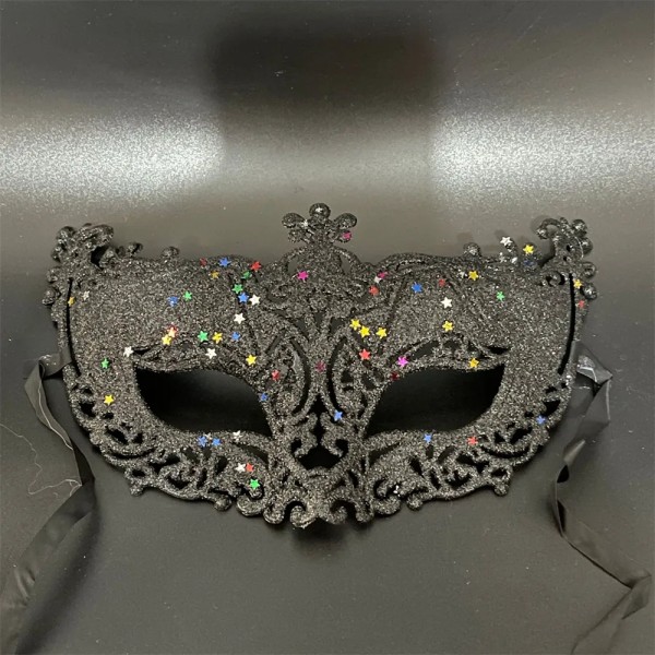 Snygg lyxig venetiansk maskeradmask för kvinnor, flickor Sexig Fox Eye-mask för utklädnad Jul Halloweenfest Black