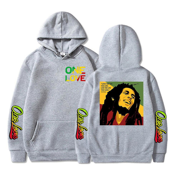 Rapper Bob Marley Hoodie Mænd Mode Kappa Dreng Sweatshirt Kid Hip Hop Dame Svedtrøjer Legende Reggae One Love Hoody Gothic Herretøj XXL 2DF5122407-gray