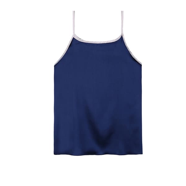 Kvinner Ensfarget Pyjamas Sett Knapper Design Nattøy Na  Blue XL