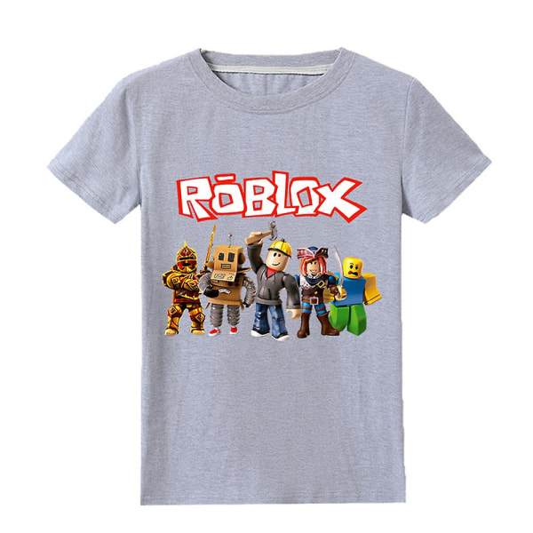 Kids Boys Roblox Print T-paita Lyhythihainen Top Summer Crew Neck Tee Vaatteet Grey 9-10 Years