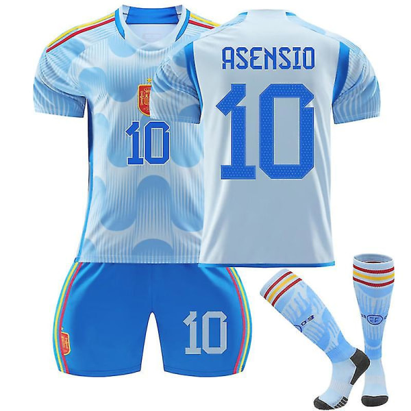 2022-2023 Spanien-trøje børne fodboldtrøjesæt til mænd ASENSIO 10 Kids 18(100-110CM)