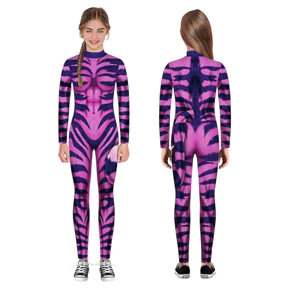 Halloween-skelettdräkt för barn och vuxna, bekväm Onesie Jumpsuit Tack!！ Pink 145cm-150cm