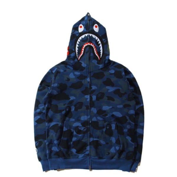 Print med camouflage-tryk til mænd og kvinder, jakke - H Blue XL
