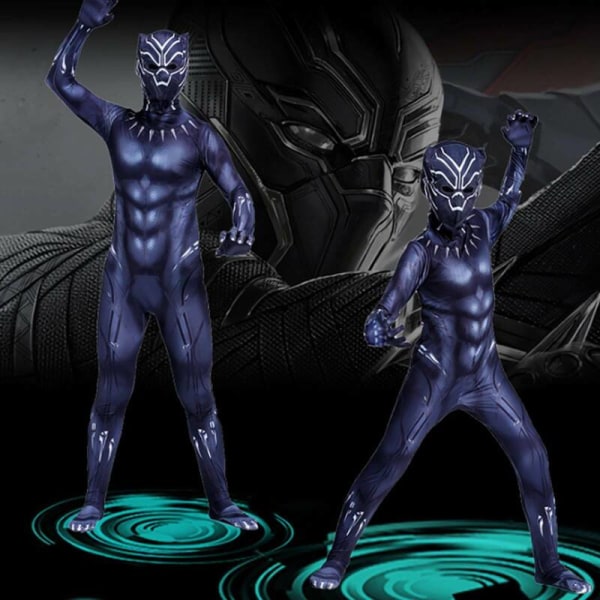 Barn Black Panther Bodysuit Kostym Halloween Jumpsuit Cosplay 5-6 År H 14-15 Years