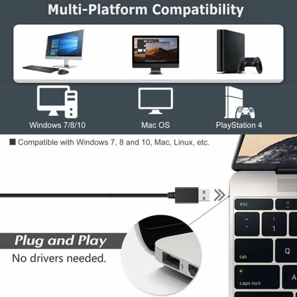 USB-bordsmikrofon Plug & Play PC-datormikrofon til computer -