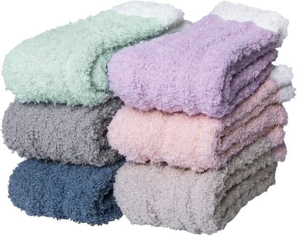 6 par damstrumpor vinter varma mjuka mysiga fluffiga mikrofiberhus sovtofflorstrumpor julklappar v