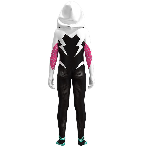 Ghost Spider-gwen Kostym Cosplay Kostym Fest Jumpsuit Monterade Barnkläder Spiderman Ansiktsmålning - 140cm