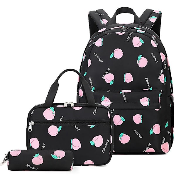Print set Lätt skolväskor College bokväska W Black