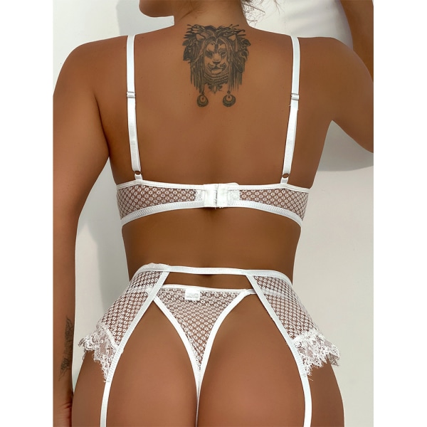 Kvinners sexy blonde undertøy BH Thong Sets Cosplay Nattøy Sleep white L