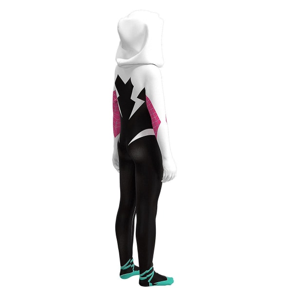 Ghost Spider-gwen Kostym Cosplay Kostym Fest Jumpsuit Monterade Barnkläder Spiderman Ansiktsmålning - 130cm