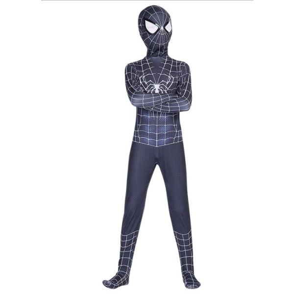 Lapset Pojat Spiderman Fancy Dress Party Jumpsuit Cosplay-asu - Black white 120cm