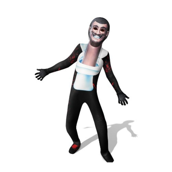 Skibidi Toalett Kostume Bodysuit Børn Halloween Cosplay Jumpsuit D 120cm
