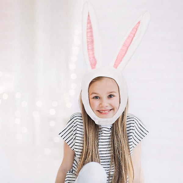 Rabbit Ear Cap Huvudbonader Tecknad djurhatt rörlig öra Plysch Söt hatt för kvinnor flickor W