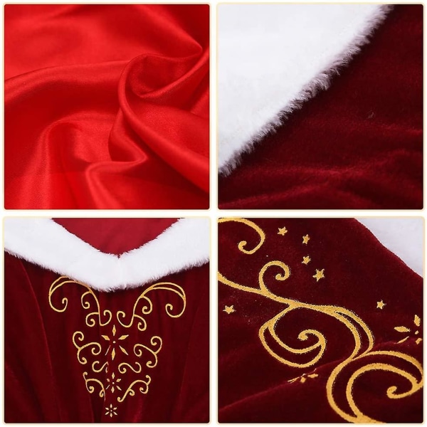 Naisten upea mekko Äidin joulumekko V-kaula-aukkoinen mekko pitkähihainen retro-ylellinen asu XL