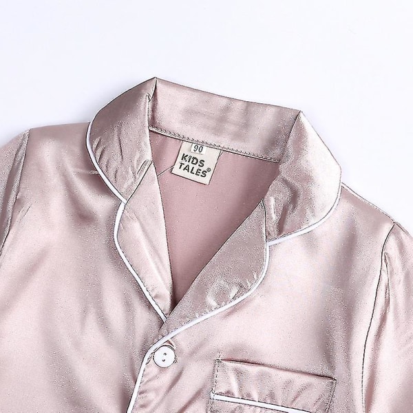 Satin Pyjamas Set for barn: Nattøy med knapper og shorts Champagne Suit for height 140 to 150cm