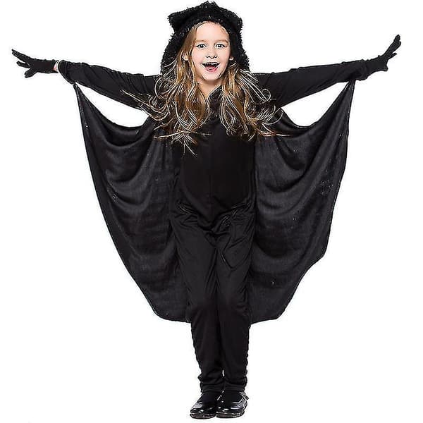 Barns svart fladdermuskostyme Halloween M