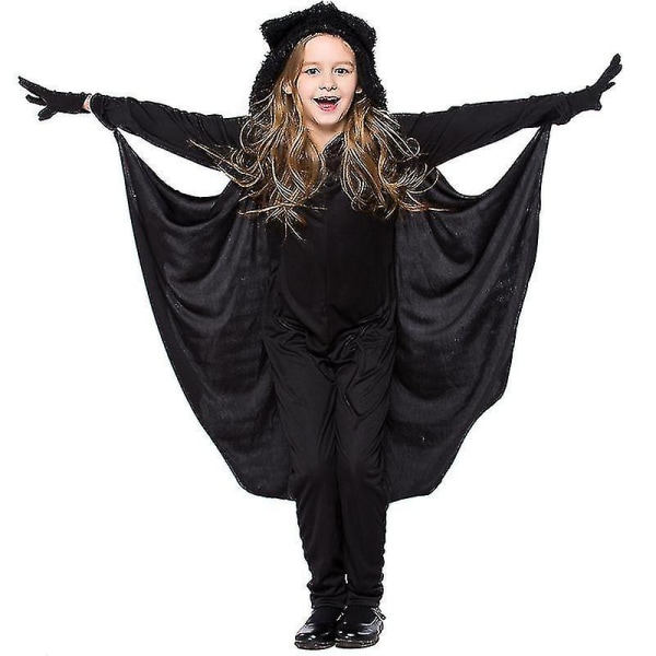 Børns sort flagermus kostume Halloween M