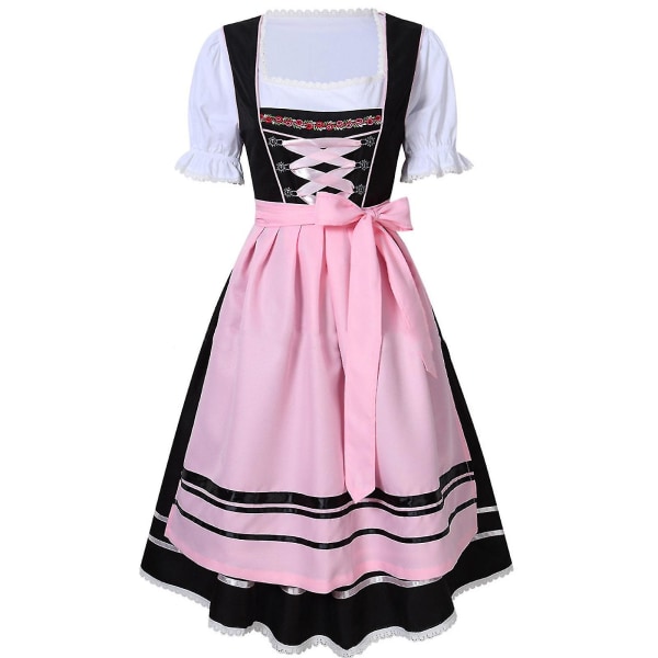 Rask frakt, tysk tradisjonell Dirndl-kjole for kvinner, Oktoberfest, bayersk ølfestivaldrakt 2023 Ny Black XL