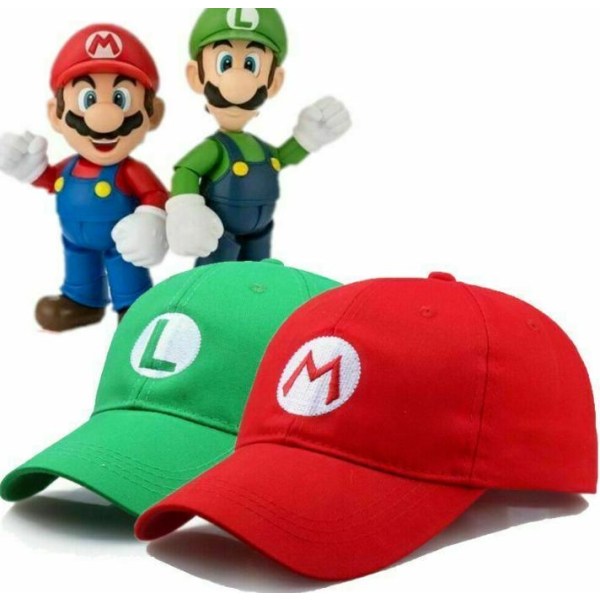 Super Mario Odyssey Luigi Cap Barn Cosplay-hattar för herrar Red Green