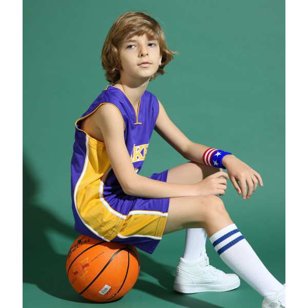Kobe Bryant No.24 Basketball Jersey Sæt Lakers Uniform Til Børn Teenagere W yz Purple M (130-140CM)