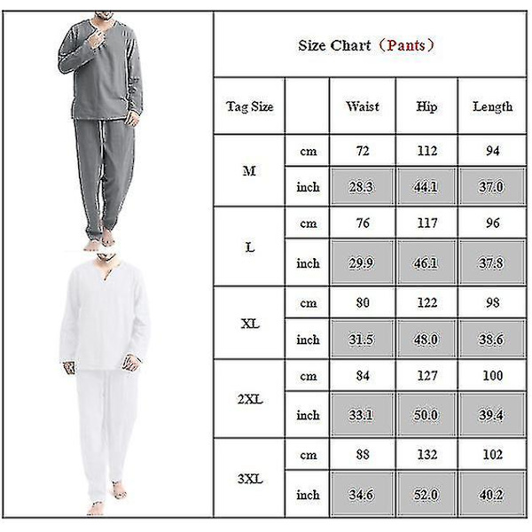 1 setti Herrain löysät yövaatteet Pyjamat Yöasut Pitkähihaiset paidat ja housut C XL