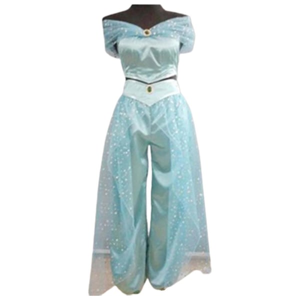 Aladdin Jasmine Princess Costume Dress Cosplay Rekvisitter Voksen XL Y green M