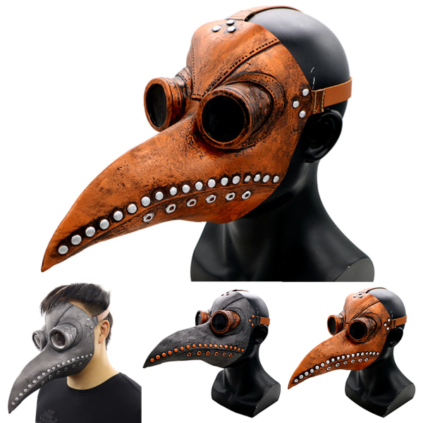 Cosplay Party Steampunk Fuglemasker Plague Doctor Costume Brown
