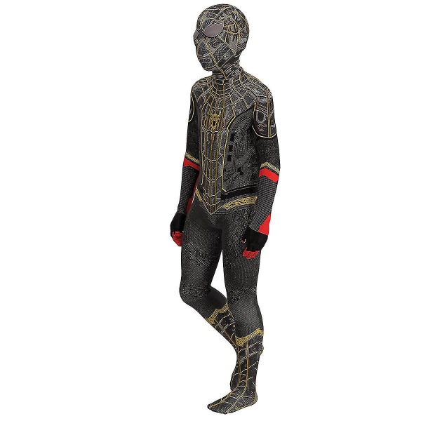 Spider-man Blackgold Costume Cosplay Kostyme Fest Jumpsuit Montert Barneklær Spiderman Ansiktsmaling - 180cm