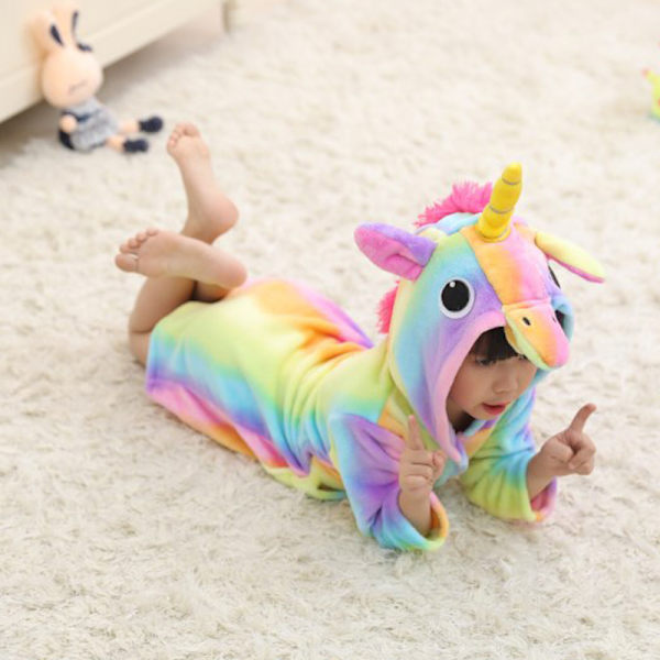 Barn badrock Animal Unicorn Pyjamas Nattkläder rosered 4-5Years