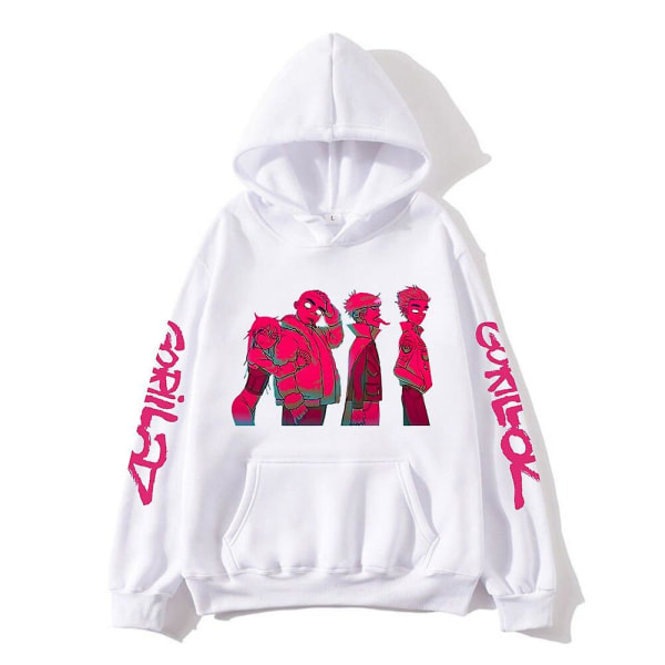 Gorillaz Album Print uvtröja för män Musikband Sweatshirts ångärmade Cracker Island Kläder Unisex Streetwear Kpop Hösttopp W L white