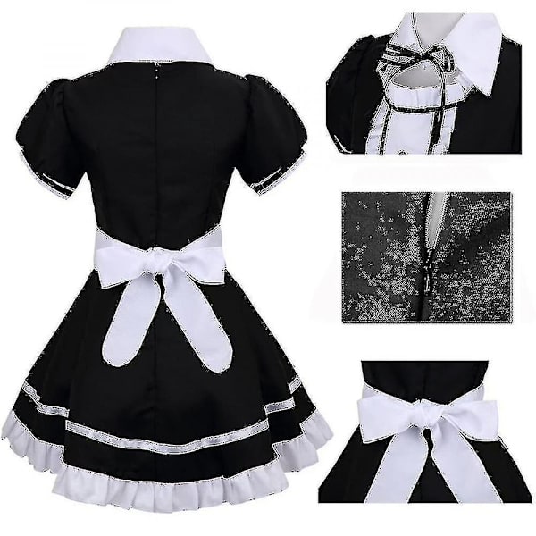 Lolita Maid Kostyme Party Scen Cosplay Set Rød XL Black 2XL